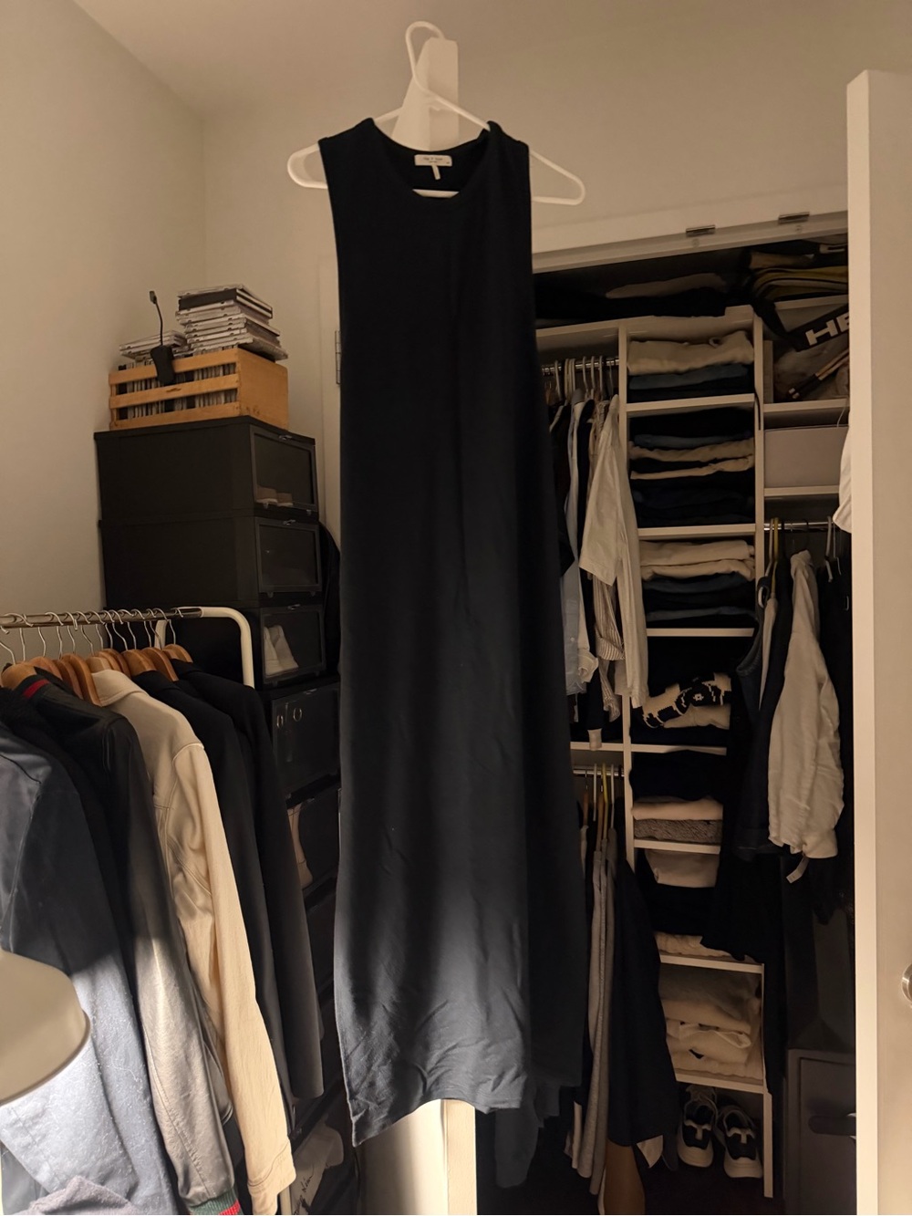 Rag & Bone Black Pima Cotton Maxi Tank Dress Side Slit S
